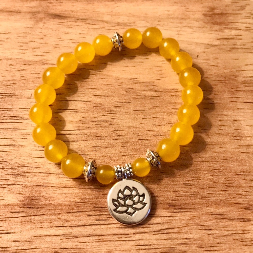 Mello Yellow Marigold Lotus Gemstone Bead Bracelet